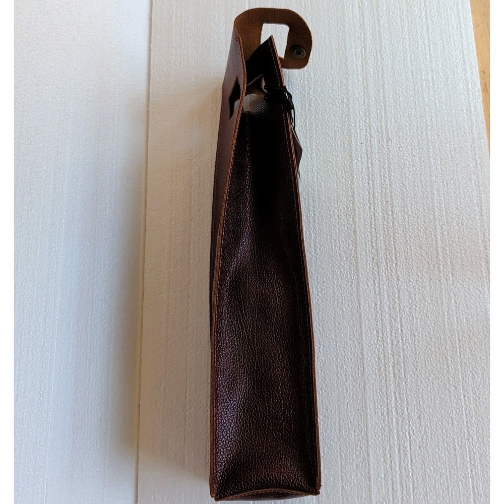 NEW Old Angler Genuine Leather Wine Bottle Carrier VINO Tote Made in Italy 17" - Picture 2 of 5
